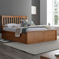 Malmo Oak Wooden Ottoman Bed