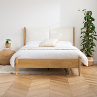 Marley Cream Fabric and Oak Wooden Bed