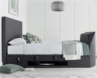 Medburn Slate Grey Fabric Ottoman Electric Media TV Bed