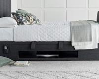 Medburn Slate Grey Fabric Ottoman Electric Media TV Bed