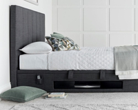 Medburn Slate Grey Fabric Ottoman Electric Media TV Bed
