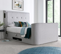 Monaco Light Grey Fabric Electric Media TV Bed