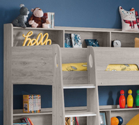 Orion Grey Oak Wooden Storage Bunk Bed Frame