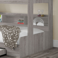 Orion Grey Oak Wooden Storage Triple Sleeper Bunk Bed