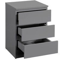 Oslo Grey Wooden 3 Drawer Bedside Table