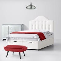 White Fabric Divan Bed & Victor Button Headboard