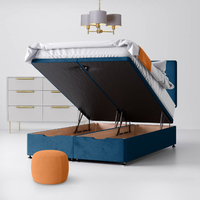 Blue Velvet Divan Bed & Cornell Plain Headboard