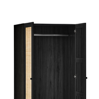 Padstow Black Rattan Wooden Wardrobe