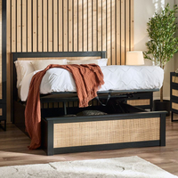 Padstow Black Rattan Wooden Ottoman Storage Bed
