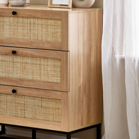 Padstow Oak Rattan 3 Drawer Wooden Chest