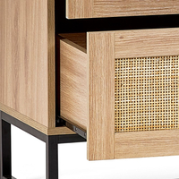 Padstow Oak Rattan 3 Drawer Wooden Chest
