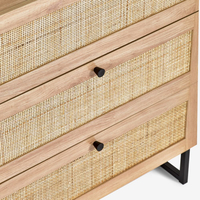 Padstow Oak Rattan 3 Drawer Wooden Chest