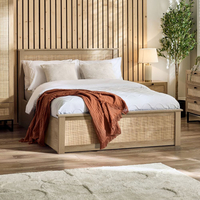 Padstow Oak Rattan Wooden Ottoman Storage Bed