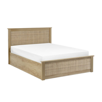 Padstow Oak Rattan Wooden Ottoman Storage Bed