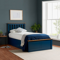 Phoenix Navy Blue Wooden Ottoman Storage Bed