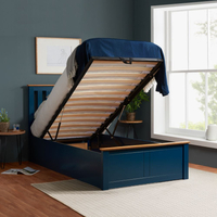 Phoenix Navy Blue Wooden Ottoman Storage Bed