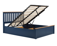 Phoenix Navy Blue Wooden Ottoman Storage Bed