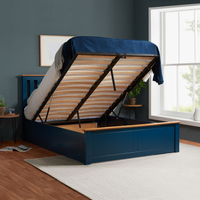 Phoenix Navy Blue Wooden Ottoman Storage Bed