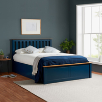 Phoenix Navy Blue Wooden Ottoman Storage Bed