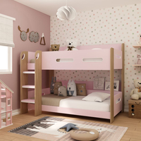 Solus Pink and Oak Wooden Bunk Bed