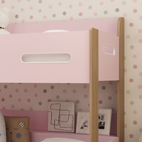 Solus Pink and Oak Wooden Bunk Bed