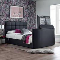 Thornberry Black Leather Electric TV Bed - 6ft Super King Size