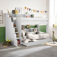 Tuscan White Wooden Staircase Bunk Bed