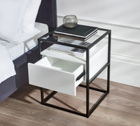 Universal White and Black 1 Drawer Bedside Table