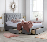 Woodbury Grey Velvet Fabric 4 Drawer Storage Bed