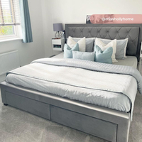 Woodbury Grey Velvet Fabric 4 Drawer Storage Bed