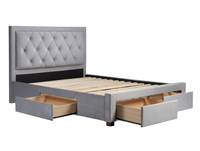Woodbury Grey Velvet Fabric 4 Drawer Storage Bed