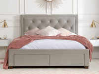 Woodbury Warm Stone Velvet Fabric 4 Drawer Storage Bed