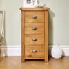 Woburn Oak Wooden 4 Drawer Narrow Chest