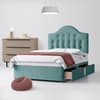 Duck Egg Fabric Divan Bed & Victor Button Headboard