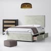 Silver Velvet Divan Bed & Cornell Plain Headboard