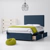 Blue Fabric Divan Bed & Cornell Plain Headboard