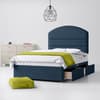 Blue Fabric Divan Bed & Dudley Line Headboard