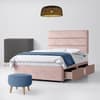 Pink Velvet Divan Bed & Cornell Line Headboard