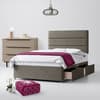 Grey Fabric Divan Bed & Cornell Line Headboard