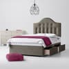 Grey Fabric Divan Bed & Victor Button Headboard