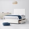 White Fabric Divan Bed & Cornell Line Headboard