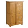 Woburn Oak Wooden 1 Door 5 Drawer Wardrobe