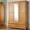 Woburn Oak Wooden 3 Door 2 Drawer Wardrobe