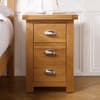 Woburn Oak Wooden 3 Drawer Small Bedside Table