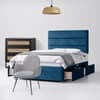 Blue Velvet Divan Bed & Cornell Line Headboard