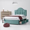 Duck Egg Fabric Divan Bed & Victor Button Headboard