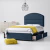 Blue Fabric Divan Bed & Dudley Line Headboard