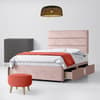 Pink Velvet Divan Bed & Cornell Line Headboard