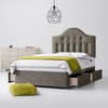 Grey Fabric Divan Bed & Victor Button Headboard