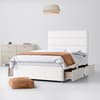 White Fabric Divan Bed & Cornell Line Headboard